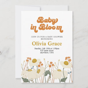Boho Baby in Bloom Wildflower baby shower Invitation