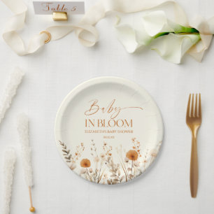 Boho Baby In Bloom Wildflower Baby Shower Paper Plate