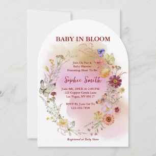 Boho Baby In bloom Wildflower Watercolor Invitation