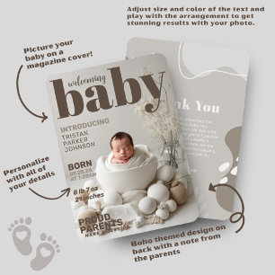 Boho Baby Magazine Birth Announcement