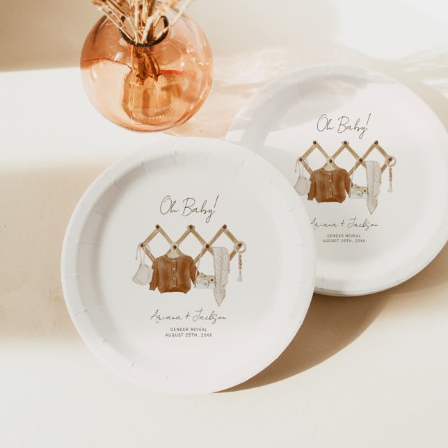 Boho Baby Neutral Shower Invitation Paper Plate (Creator Uploaded)