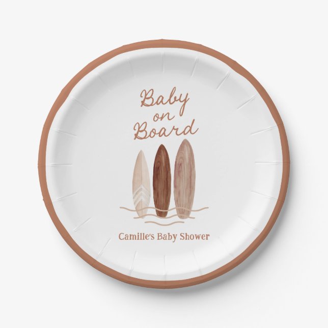 Boho Baby on Board Baby Shower Paper Plate (Front)