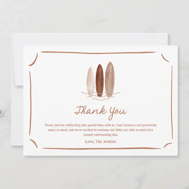 Boho Baby on Board Gender Neutral Baby Shower Thank You Card | Zazzle