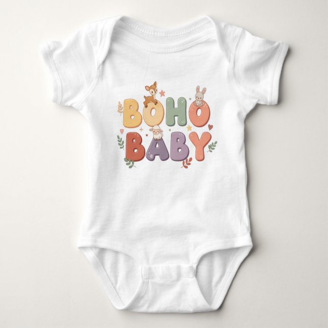 Boho Baby Pastel One-Piece Baby Bodysuit (Front)