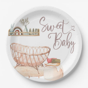 BOHO BABY SHOWER, BABY SHOWER, OH BABY INVITATION PAPER PLATE