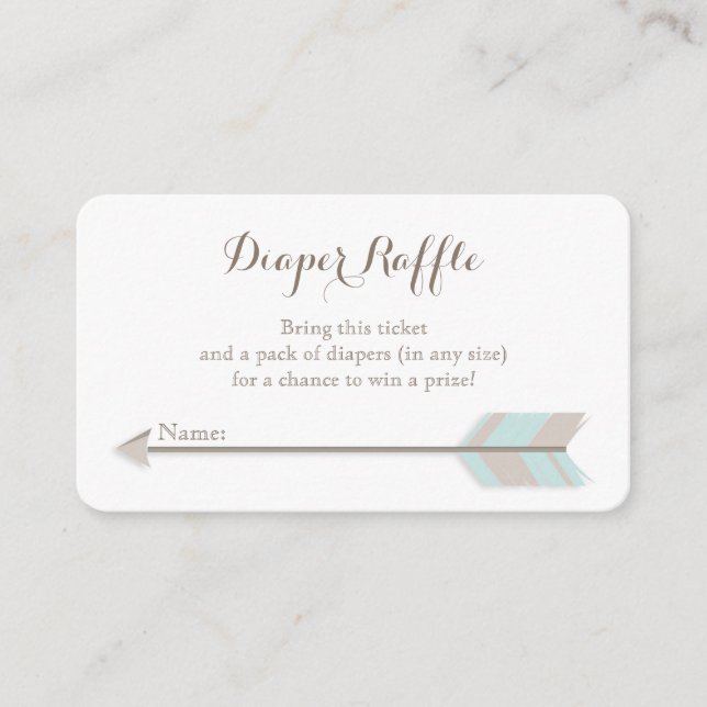 Boho Baby Shower Blue & Grey Diaper Raffle Ticket Enclosure Card (Front)