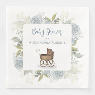 Boho Baby Shower Botanical Floral Vintage Carriage Napkin