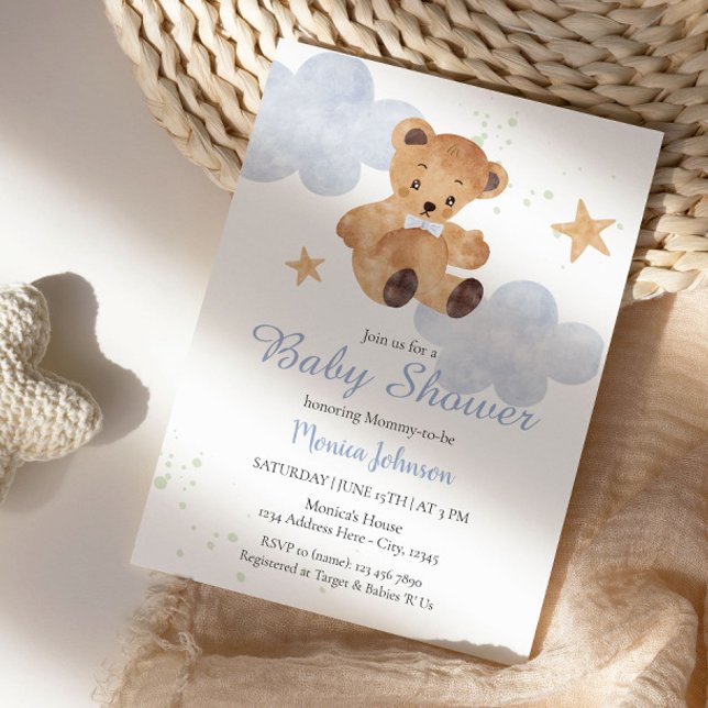 BOHO Baby Shower Boy | Bear and Clouds Invitation (Creator Uploaded)