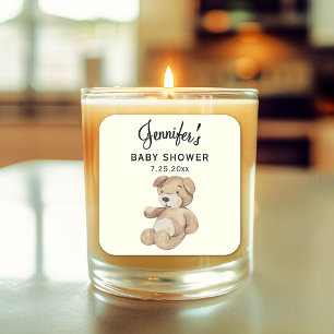 Boho Baby Shower Brown Bear 3-in Candle Sticker