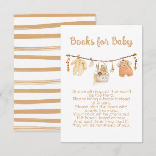 Boho Baby Shower Clothesline Bring a book Invitation