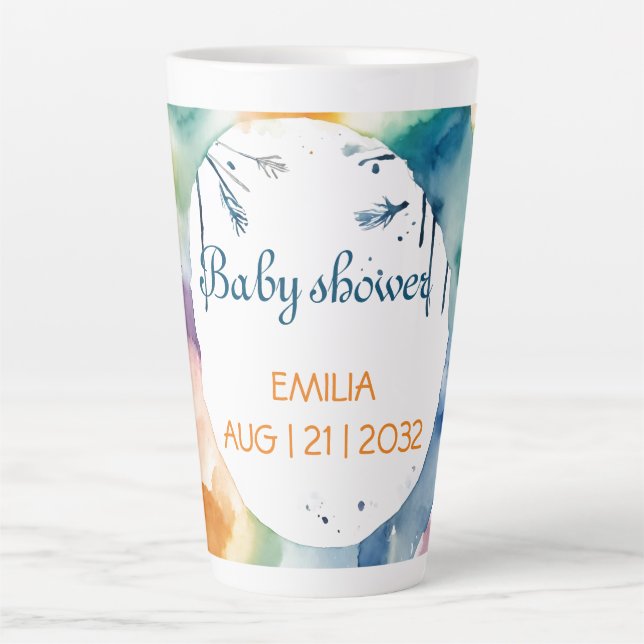 Boho Baby Shower Coffee Mug - Customisable Latte  (Front)