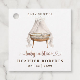 Boho Baby Shower Favour Tags Neutral Bassinet