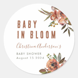 Boho Baby Shower Greenery Rustic Adorable Classic Round Sticker