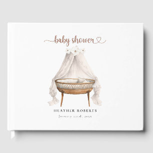 Boho Baby Shower Guest Book Neutral Bassinet