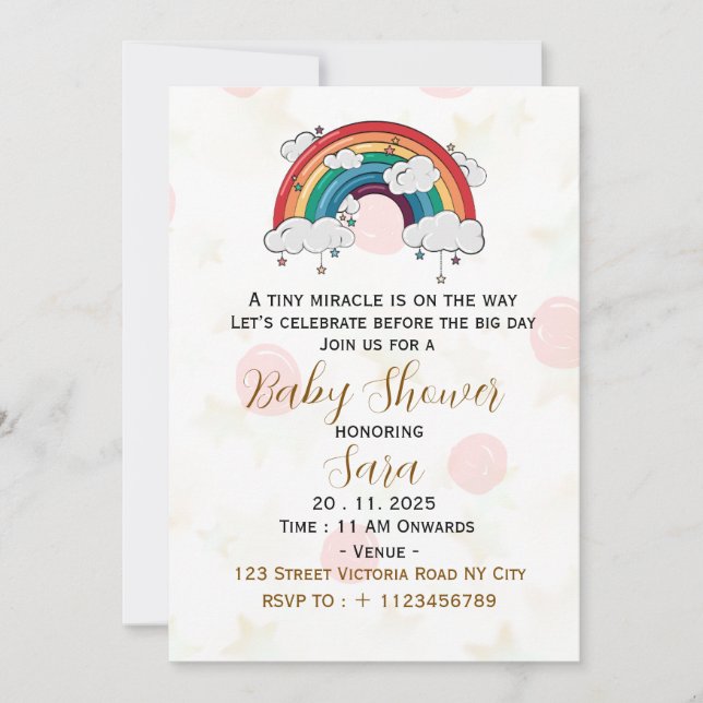 Boho Baby Shower Invitation Card (Front)