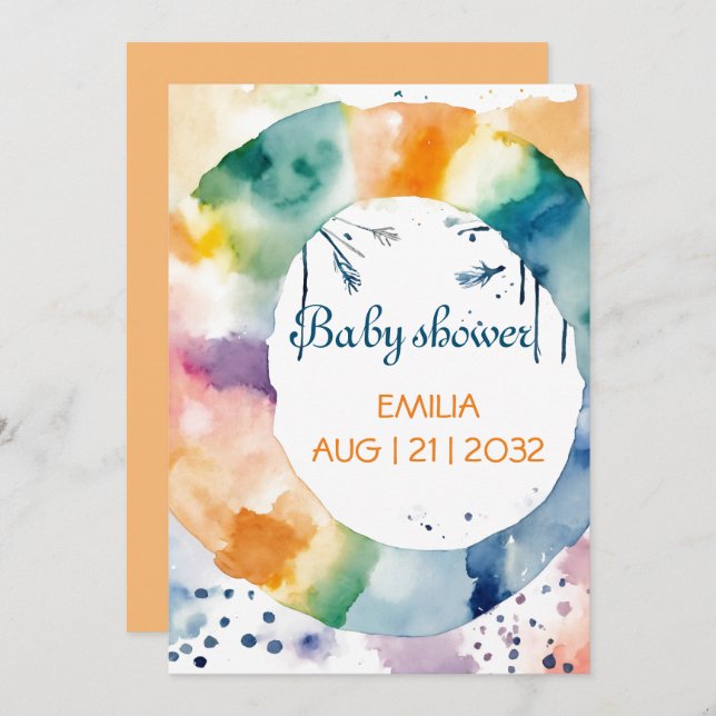 Boho Baby Shower Invitation – Cute Custom Gender  (Front/Back)