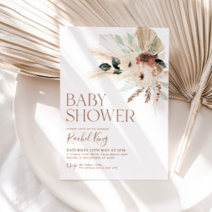 Boho Baby Shower Invitation Floral Greenery Rustic