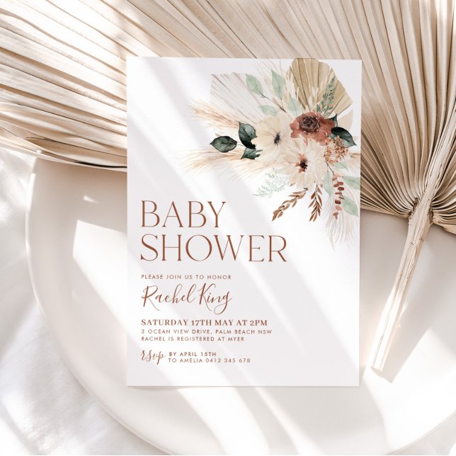 Boho Baby Shower Invitation Floral Greenery Rustic (Creator Uploaded)