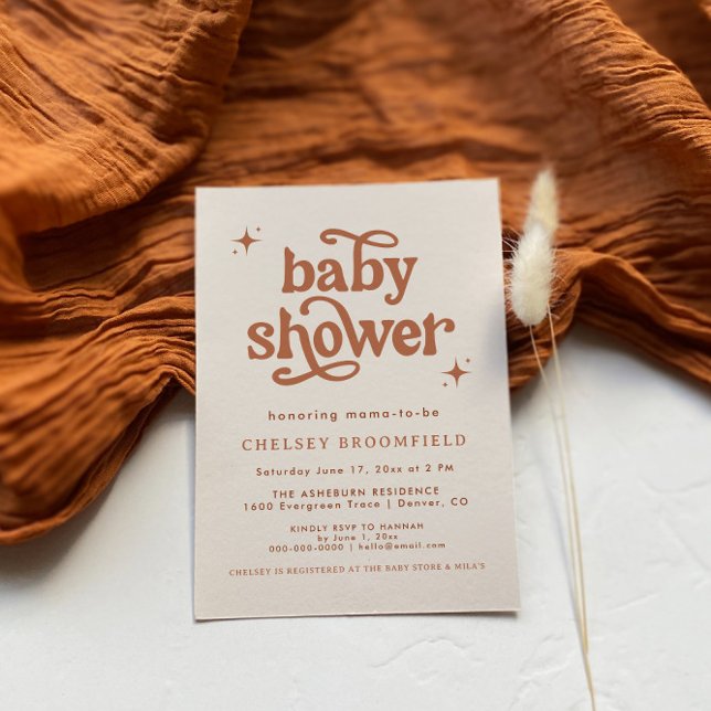 Boho Baby Shower Invitation, Terracotta Shower Invitation (Creator Uploaded)