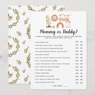 Boho Baby Shower Mummy or Daddy Game Invitation