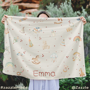 Boho Baby Shower Personalised Fleece Blanket