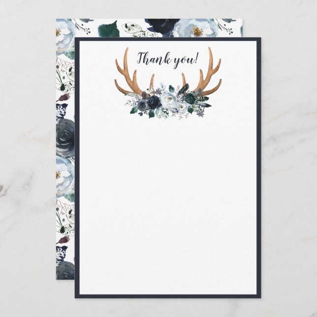Boho Baby Shower Thank You Card Baby Boy (Front/Back)