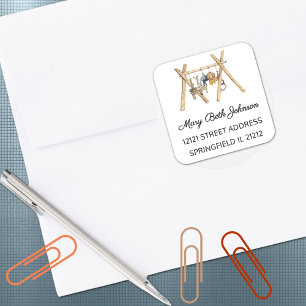 Boho Baby Shower Watercolor 1.5-in Address Sticker