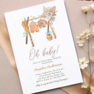 Boho Baby Shower Watercolor Clothes  Invitation