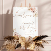 Boho Baby Shower Welcome Sign, Modern Pampas Grass