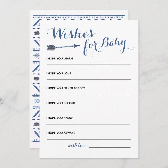 Boho Baby Shower Wishes For Baby Invitation (Front/Back)