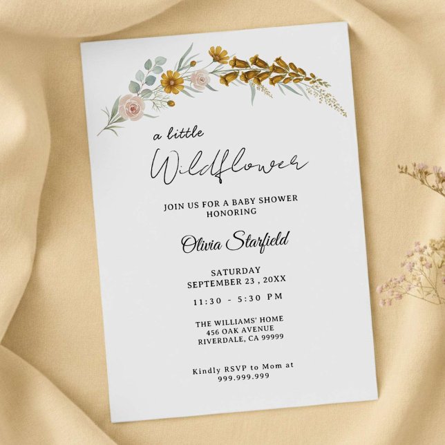 Boho Baby Shower yellow floral watercolor Invitation (Creator Uploaded)