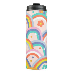 Boho baby summer whimsical rainbow seamless patter thermal tumbler