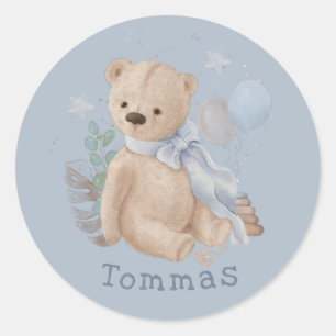 Boho baby teddy bear Classic Round Sticker