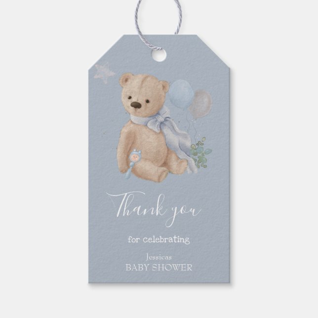 Boho baby teddy bear Gift Tags (Front)
