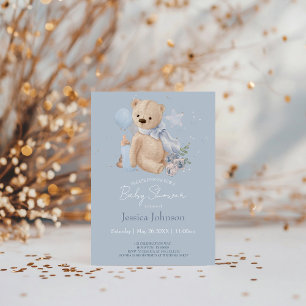 Boho baby teddy bear Invitation