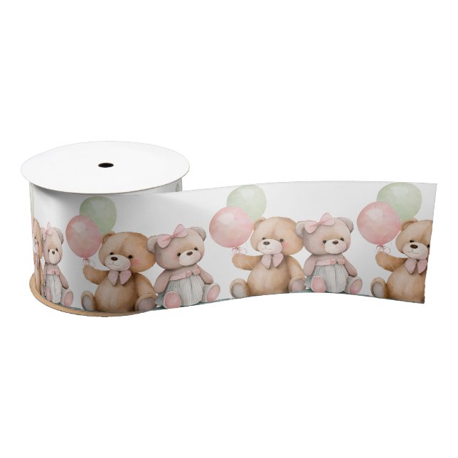 Boho Baby Teddy Bears  Satin Ribbon (Spool)