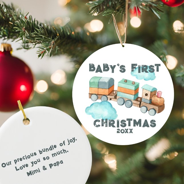 Boho Baby's First Christmas Train Ornament (Creator Uploaded)