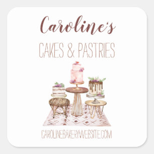 Boho Baking Bakery Boutique, Cupcakes & Pastries S Square Sticker