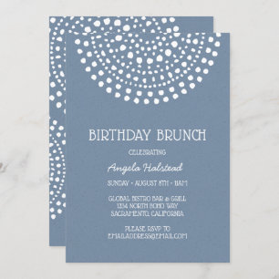Boho Bali Birthday Brunch on Denim Blue 2 Invitation