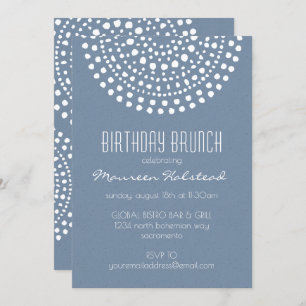 Boho Bali Birthday Brunch on Denim Blue Invitation