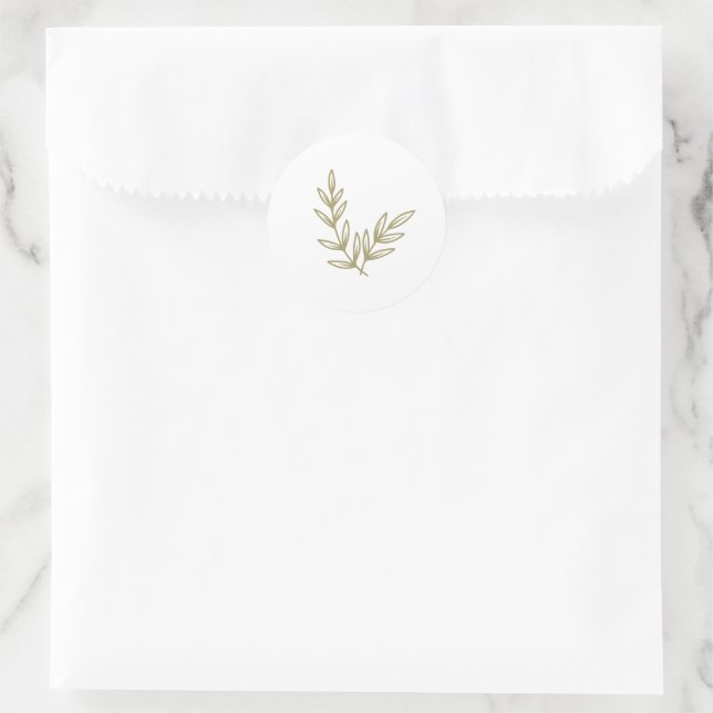 Boho Bamboo Botanical Leaf Soft Elegant Greenery  Classic Round Sticker (Bag)