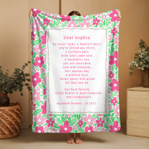 Boho Baptism Gift Personal Prayer Fleece Blanket 