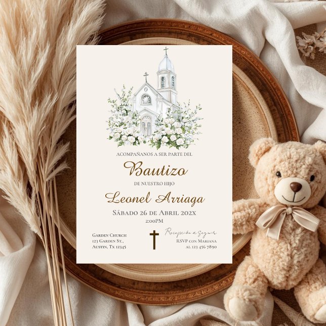 Boho Baptism in Spanish with church Invitation (Creator Uploaded)