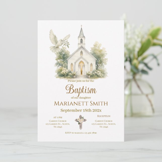 Boho Baptism  Invitation (Standing Front)