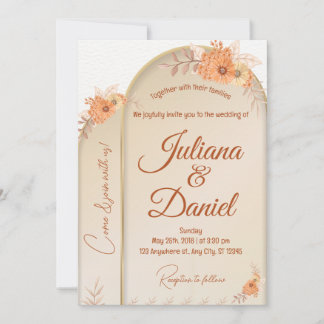 Boho Baptism Invite, Pampas Grass Boho wedding Invitation