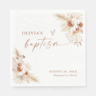 Boho Baptism Napkins   Pampas Grass Christening
