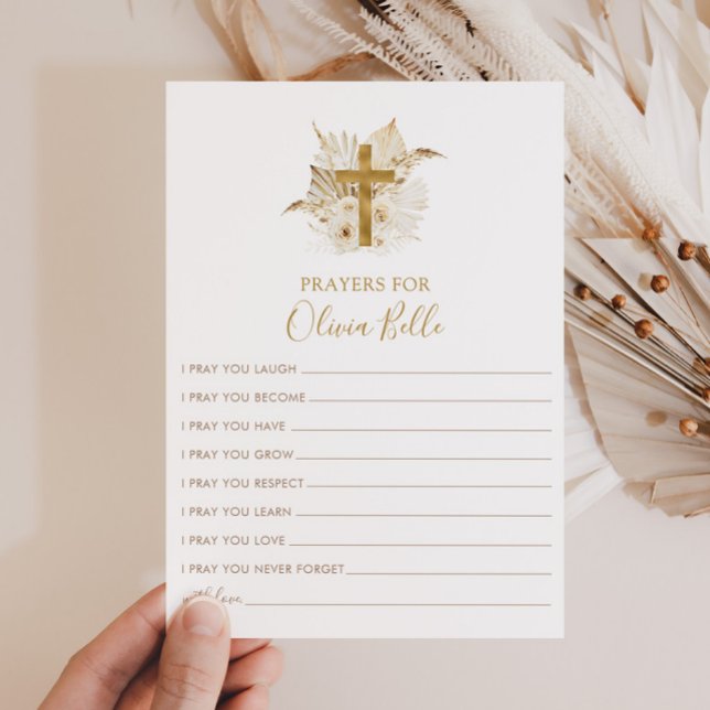 Boho Baptism Prayer Card Prayers for Baby Card (Matching Prayer Sign available along with other matching items)