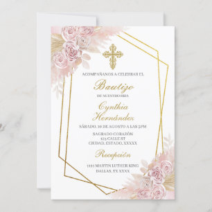 Boho Baptism Spanish Invitation