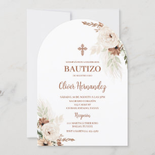 Boho Baptism Spanish Invitation