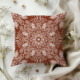 Boho Barkley Mandala Russet Red Cushion
